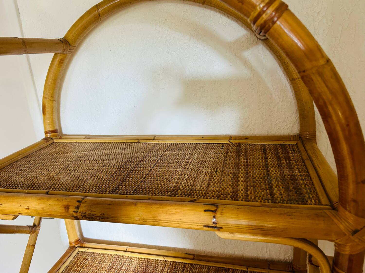 Vintage bamboo rattan shelf bookcase