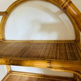 Vintage bamboo rattan shelf bookcase