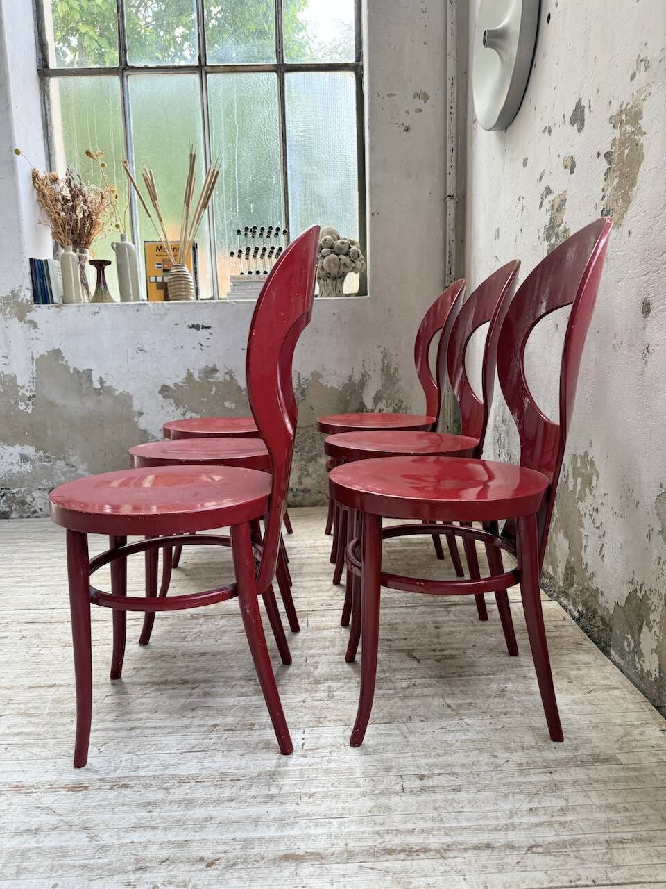 Set of 6 Baumann bistro chairs, Mouette model