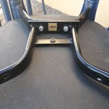 4 blue leather chairs brand Dad