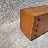 Vintage Scandinavian teak chest of drawers with 3 drawers and a chest