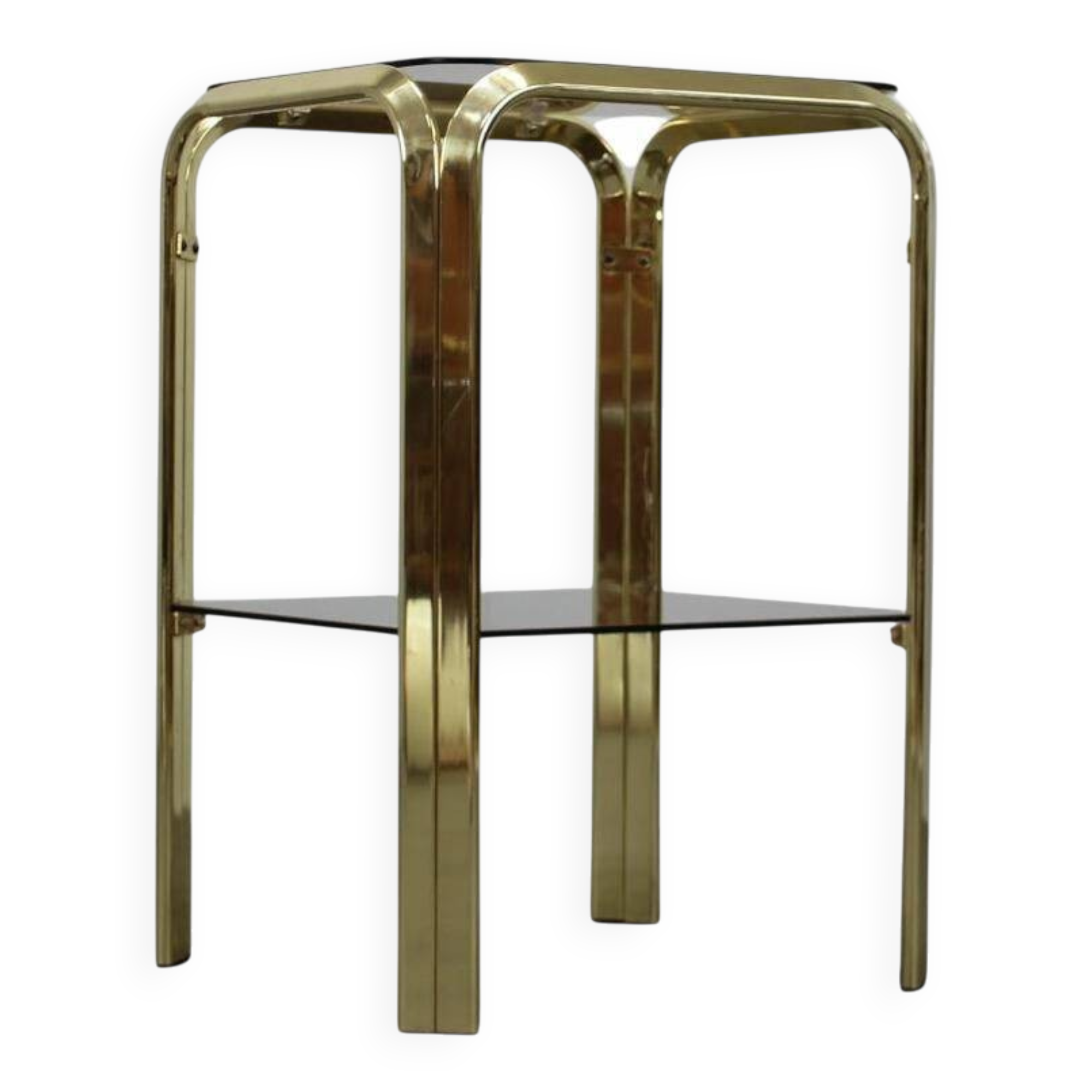 Table basse en laiton et verre fumé du milieu du siècle, années 1970, Allemagne