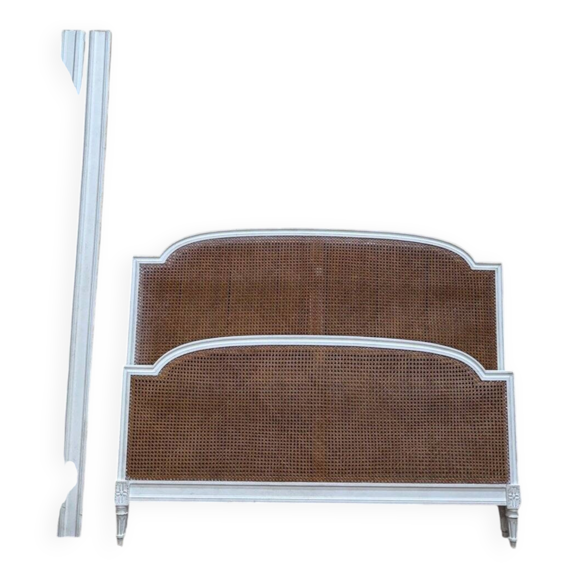 Double headboard – Louis XVI style – Lacquered wood & Rattan caning