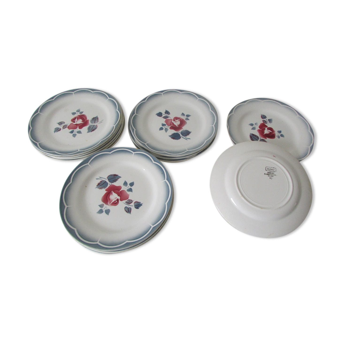 Lot de 14 assiettes dessert, Sarreguemines , vintage