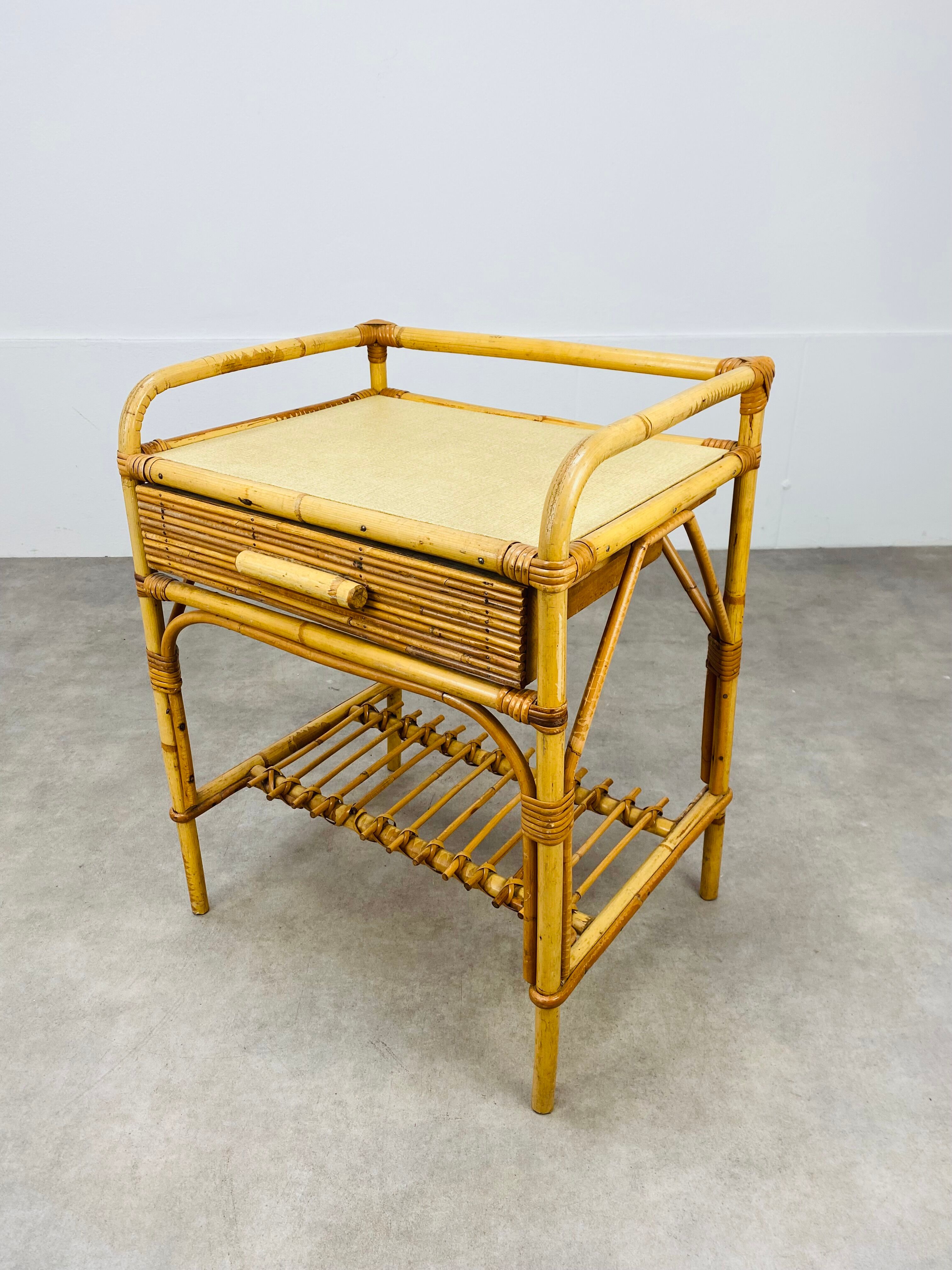 Vintage rattan bedside 60s