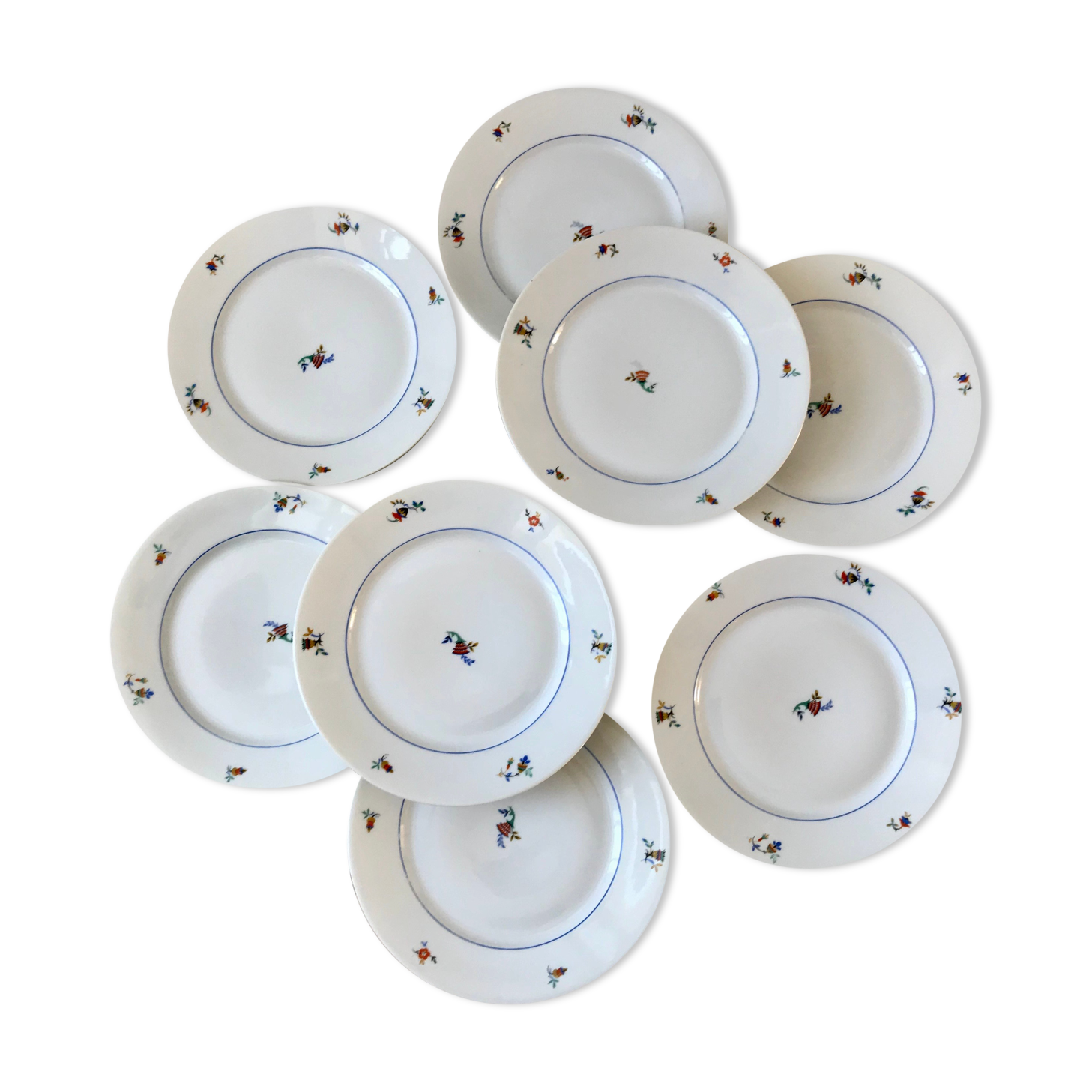 Set of 8 dessert plates Made in France registered model "Czech" years 50-60