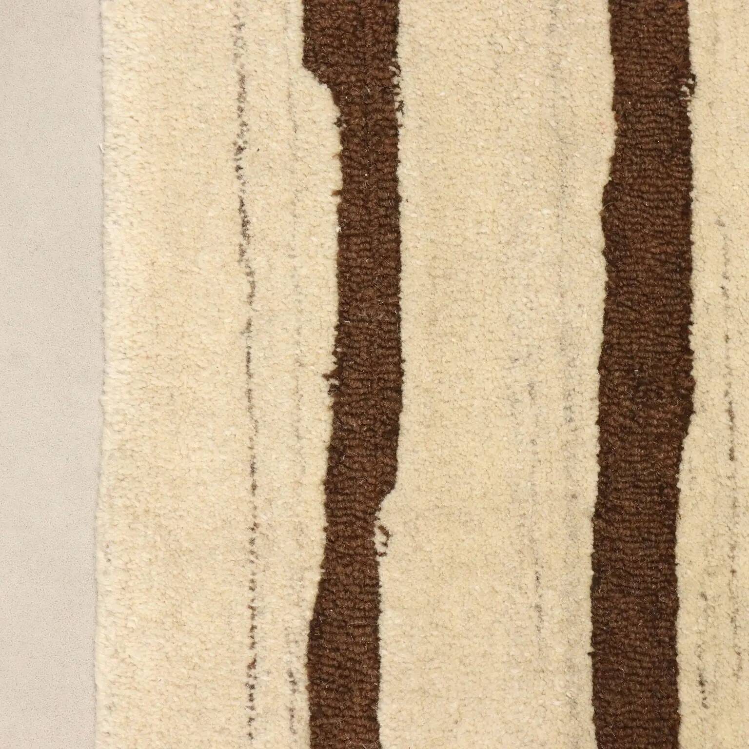 Handmade Asian wool rug with large knots 108 x 100 in