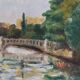 Oil on canvas "Landscape with Bridge" early 20th century