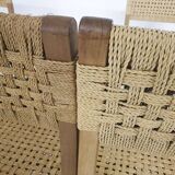 Set of six papercord dining chairs, France 1950's