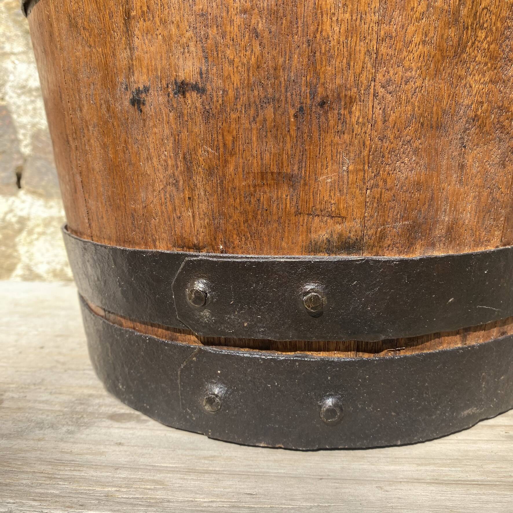 Wood and metal barrel planter