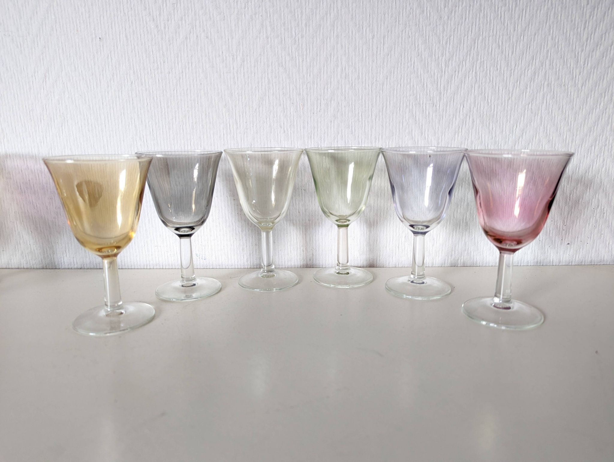 set of 6 glasses for cooked wine, multicolored pearly Arlequin digestif