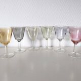 set of 6 glasses for cooked wine, multicolored pearly Arlequin digestif