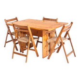 Vintage Silvio Coppola / Fratelli Montina table + chairs. Italy, 1970s
