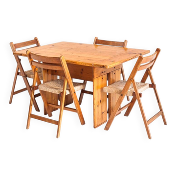 Vintage Silvio Coppola / Fratelli Montina table + chairs. Italy, 1970s
