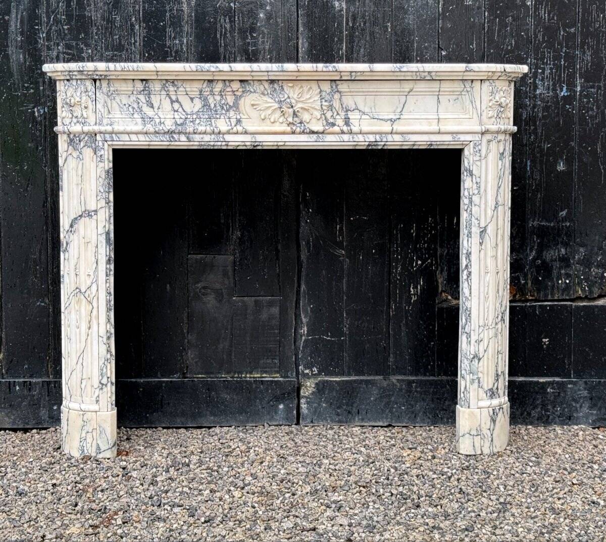Louis XVI Style Fireplace In Violet Breccia Marble Circa 1880