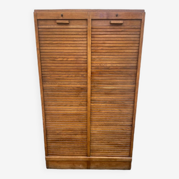 Oak double curtain file cabinet from the 1940s