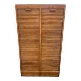 Oak double curtain file cabinet from the 1940s