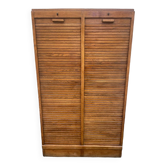 Oak double curtain file cabinet from the 1940s
