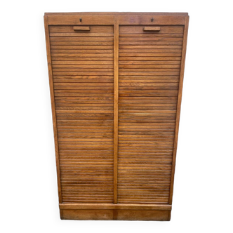Oak double curtain file cabinet from the 1940s