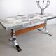 Table basse vintage en marbre et chrome 1970
