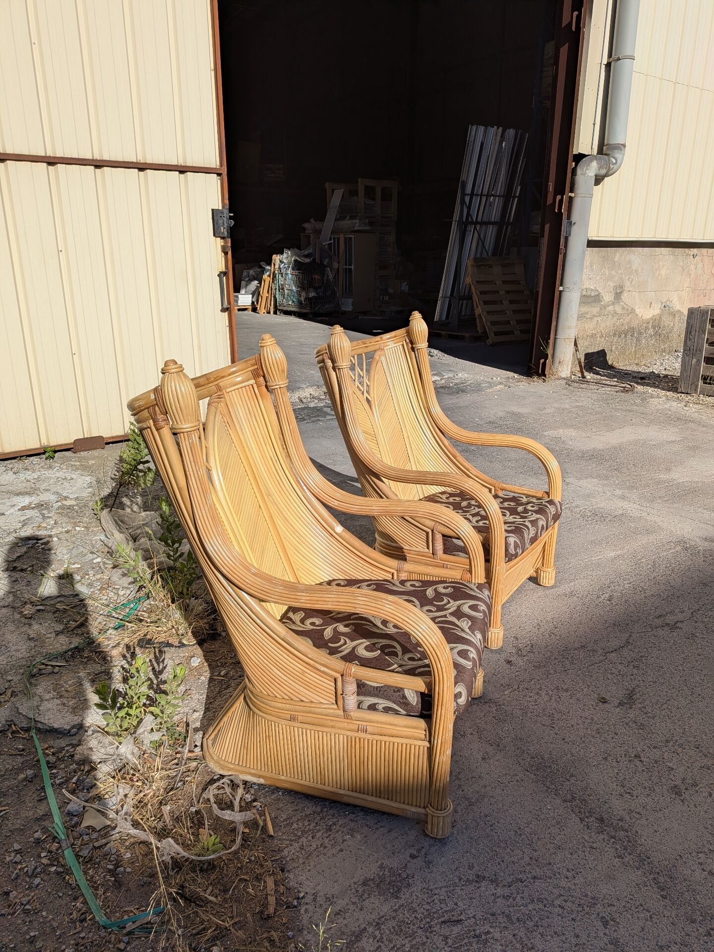 Pair of rattan armchairs