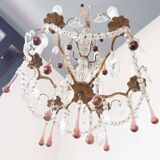 French chandelier late 19th patinated brass 6 arms