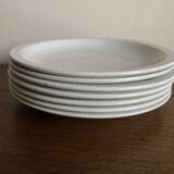 Set of 7 modernist flat plates Lunéville 1930 white earthenware