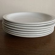 Set of 7 modernist flat plates Lunéville 1930 white earthenware