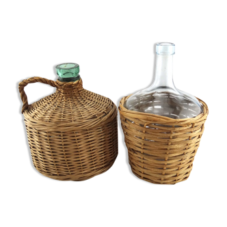 2 demijohns wicker