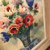 Tableau ancien à l'aquarelle signé de P Le Trividic, le bouquet