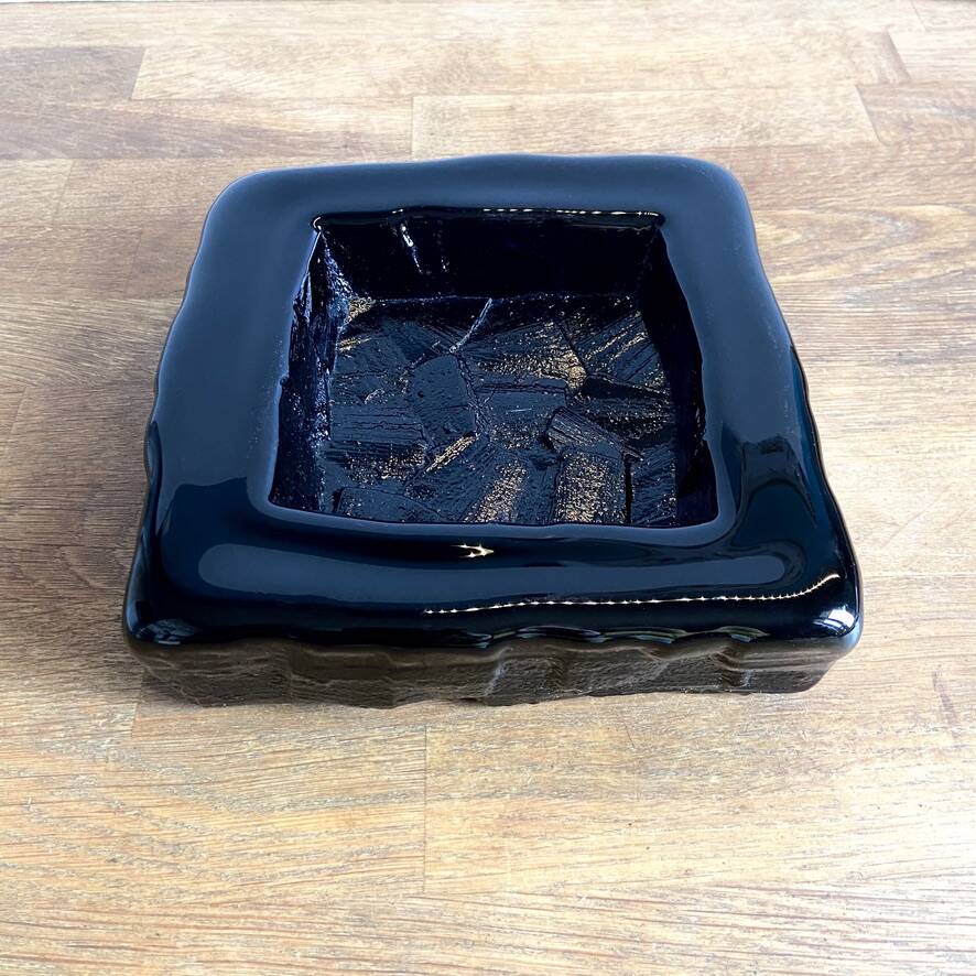 Cobalt blue square glass bowl - Augustsson design for Ru.