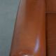 Cognac-Colored Cowhide Leather Wingback Chair in English Style