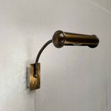 Vintage German brass patinated wall lamp with a gooseneck design by Honsel, 1970s.