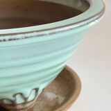 Vintage ceramic tripod pot and saucer