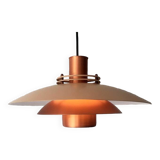 Pendant light in copper and beige layers, Denmark, 1960s.