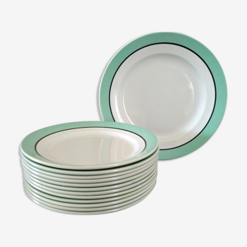 Service 12 assiettes et 1 plat vert menthe