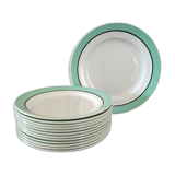 12 service plates and 1 green plate mint