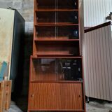 Danish teak library, display cabinet, shelves 1970