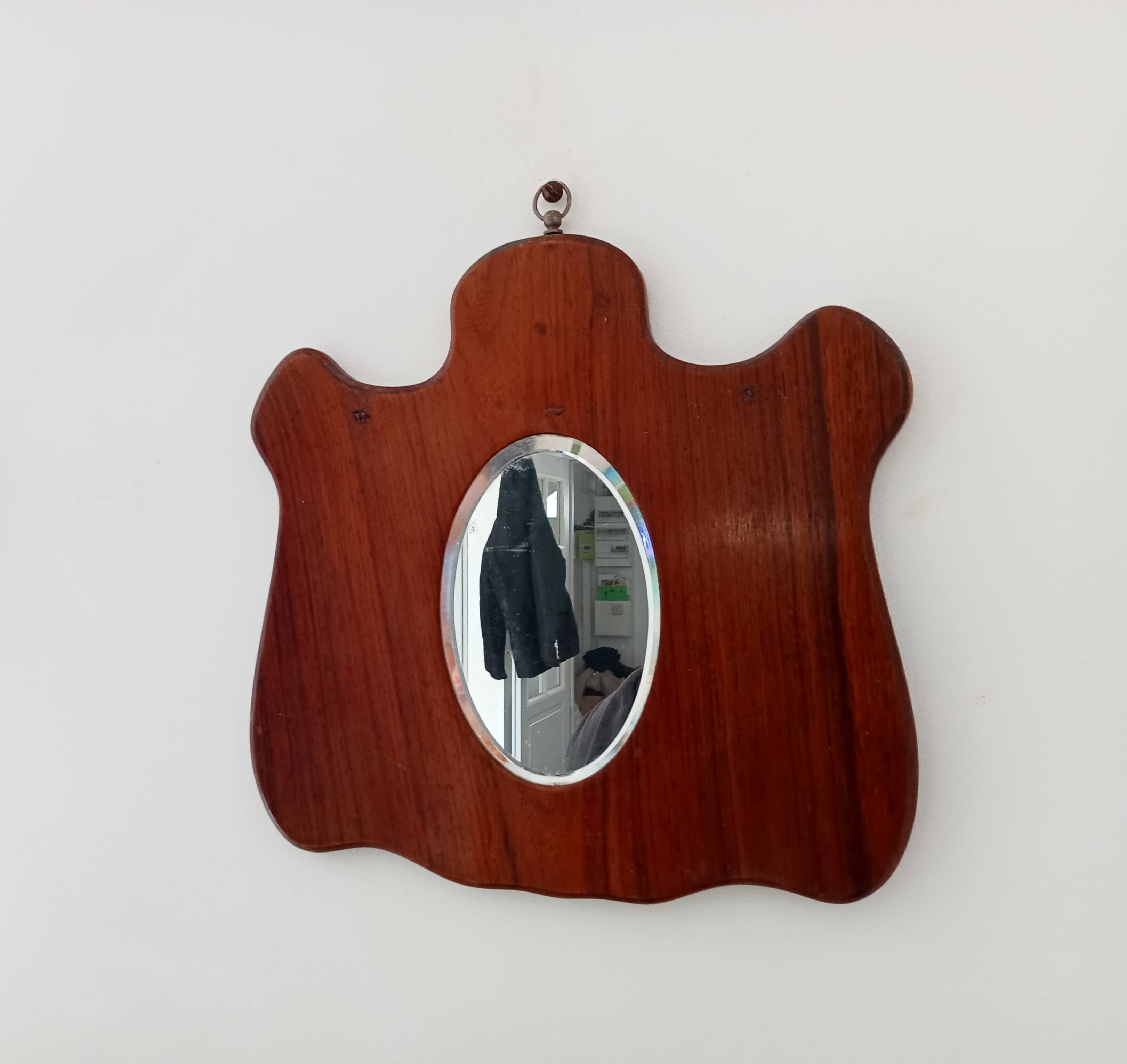 Small vintage free-form beveled mirror from the 60s