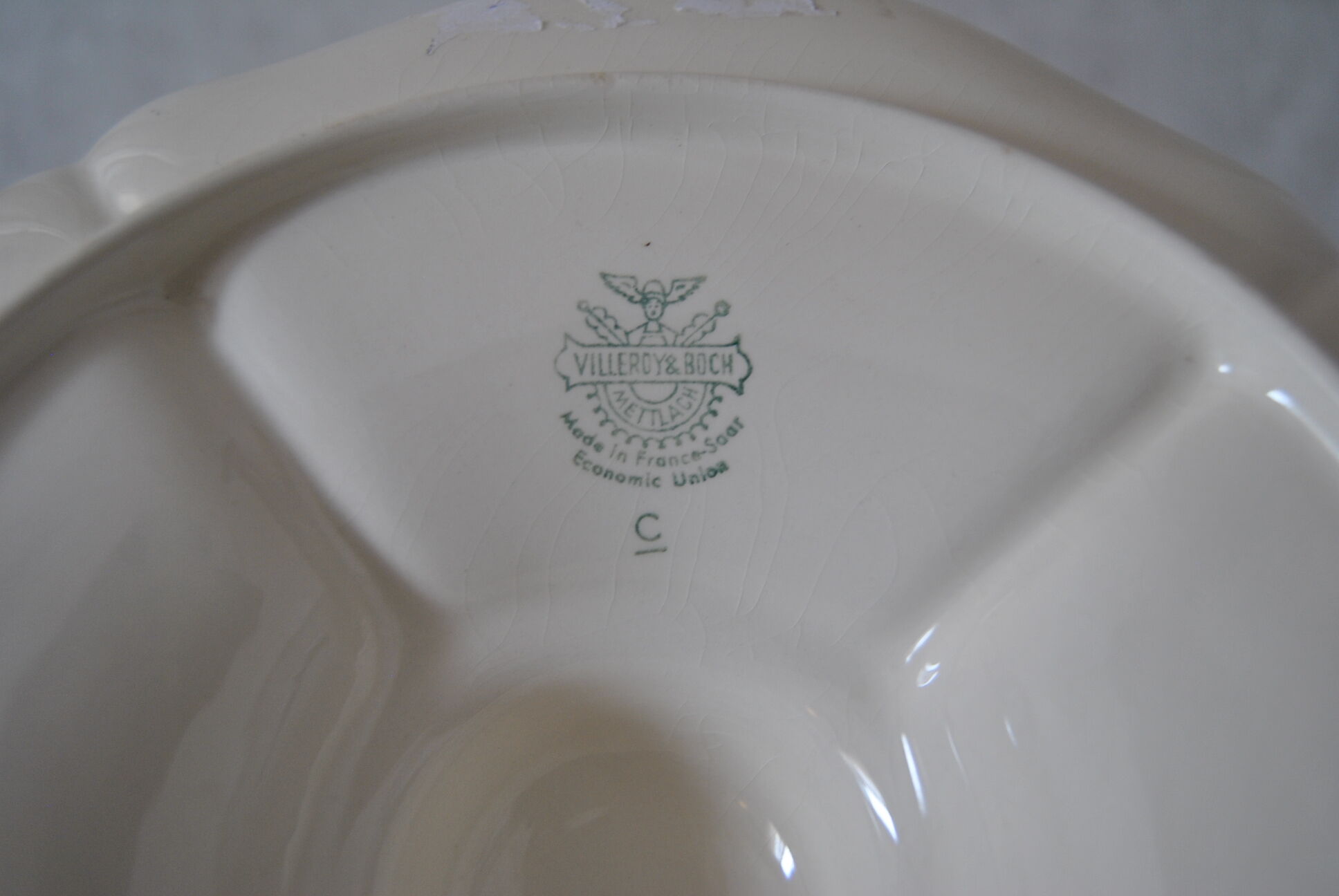 Aperitif tray in porcelain gilded decoration Villeroy & Boch 50s/60s