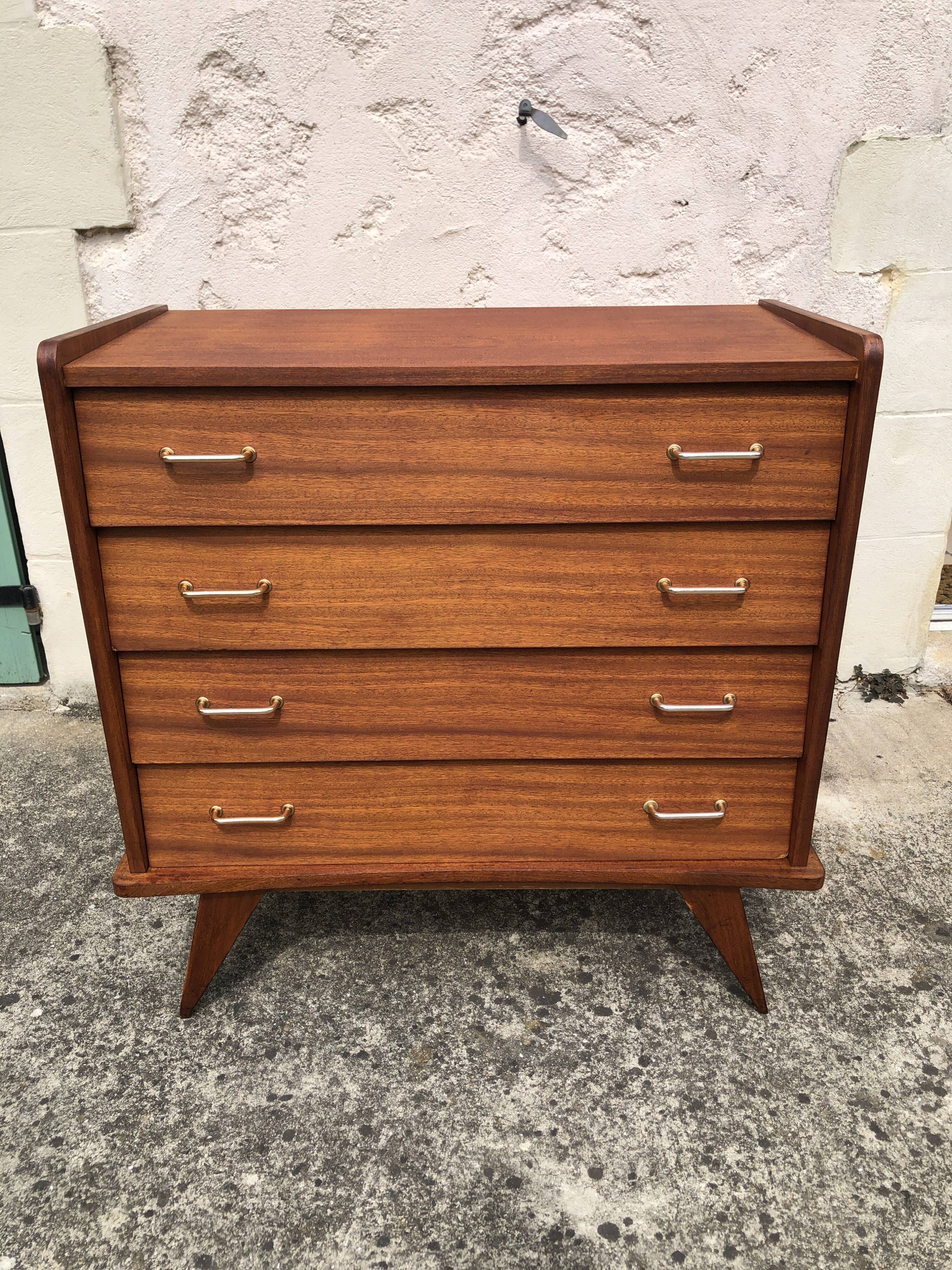 Commode vintage scandinave, pieds compas