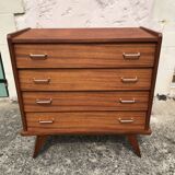 Scandinavian vintage chest of drawers, compass feet