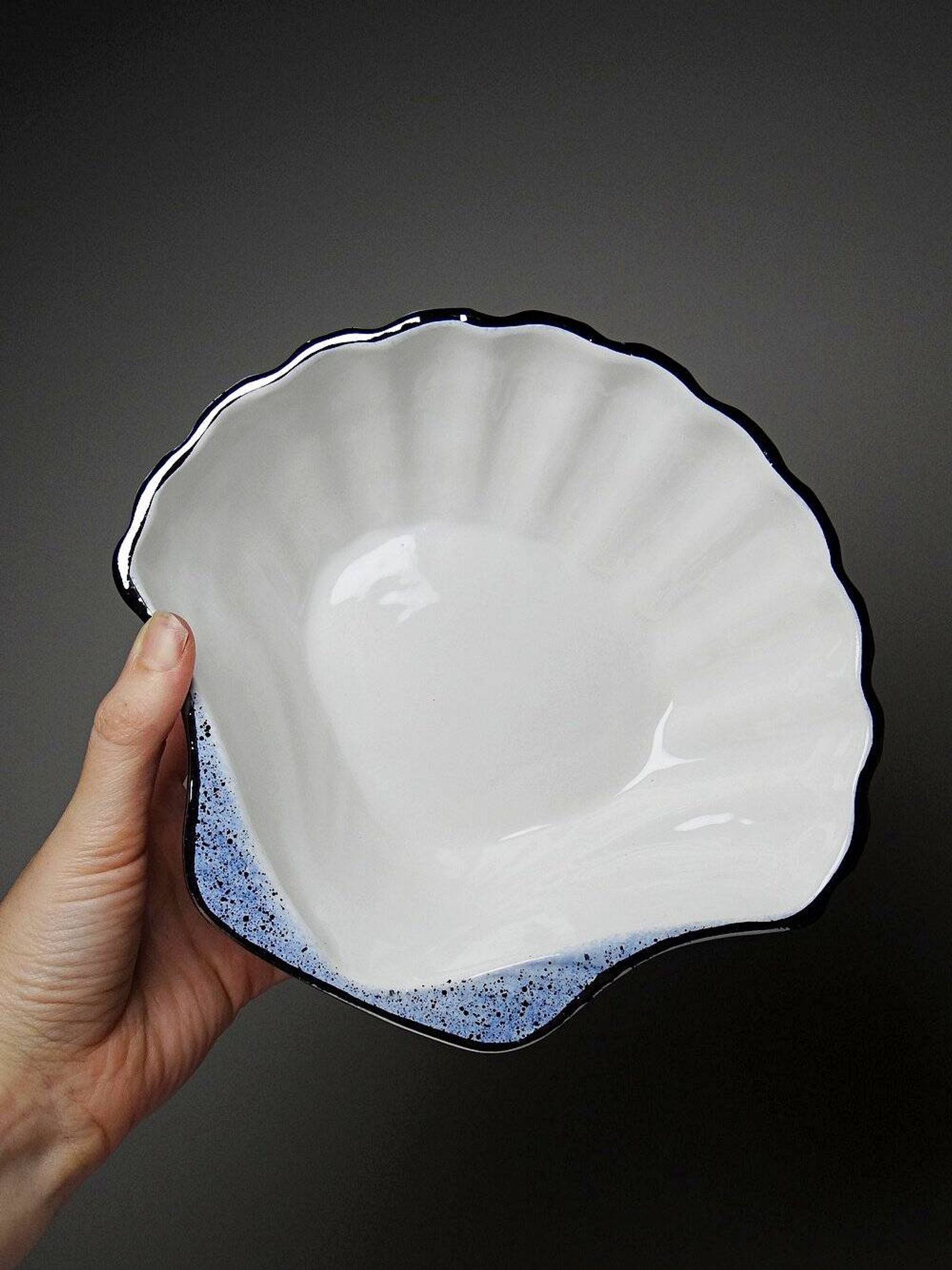 Rare large vintage 1980s ceramic scallop shell trinket tray by Christian Dior