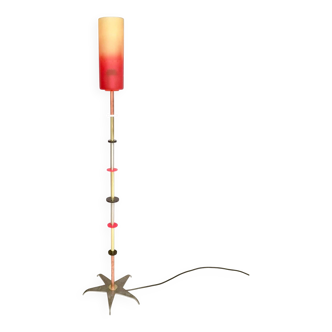 Orange Glass, Brass, Copper and Metal Floor Lamp by Carmelo La Gaipa, 2019