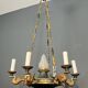 Lustre de style Empire en bronze, tôle verte et flamme en verre moulé