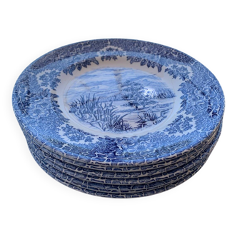 7 English dessert plates