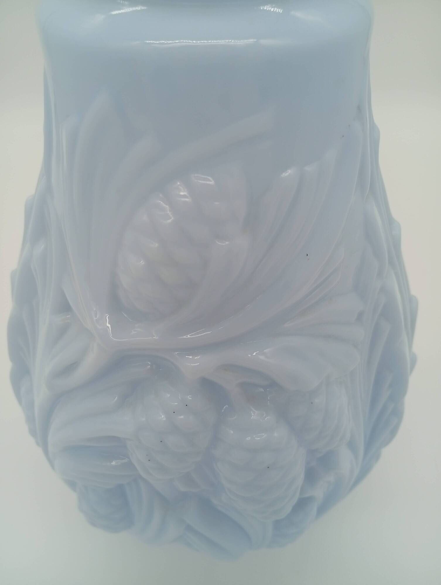 Art Deco Opaline Vase Blue Pastel Glass Pine Cone Decoration France 1930s