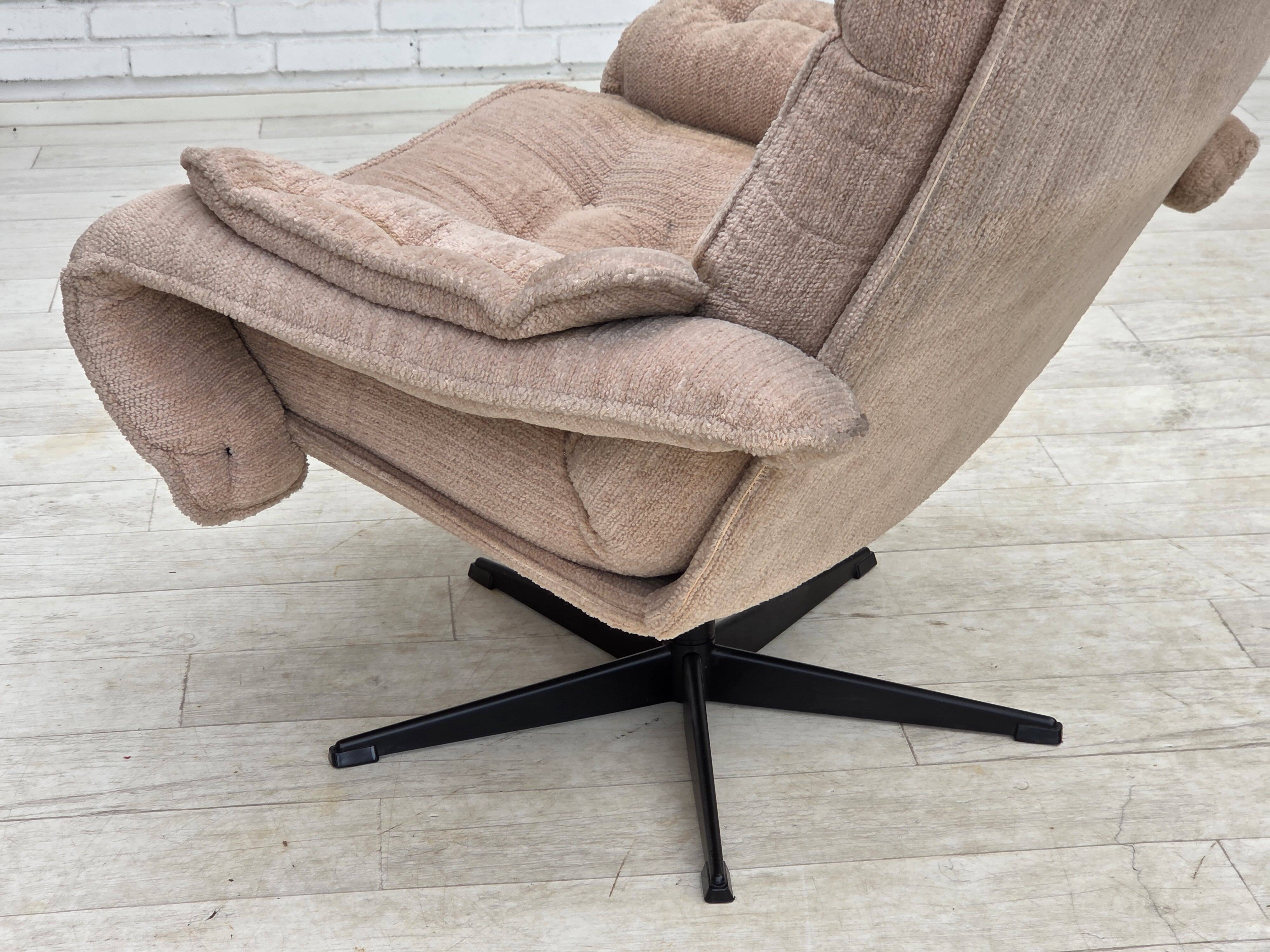 1970s, Danish swivel armchair, beige furniture fabric.