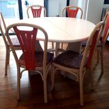 Table set and 6 Baumann chairs