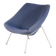 Fauteuil à huître pour femme des années 1950 sur base en chrome mat avec rembourrage bleu par